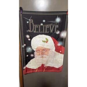 Vintage 'Believe' Santa Claus Porch Flag